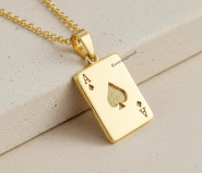 14 Ayar Altın 7 Numaralı Poker Fişi Kolye Ucu - Şans Sembolü Pandantif - Winner's Jewelry