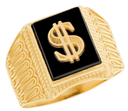 14 Ayar Altın Dolar ($) Sembollü Örgü Bant Yüzük - Taş Detaylı, Şans ve Başarı Yüzüğü - Winner's Jewelry