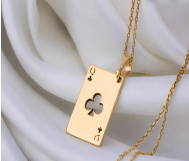 14 Ayar Altın Kız (Queen) Sinek Kartı Kolye Ucu - Minimalist Poker Pandantifi - Winner's Jewelry