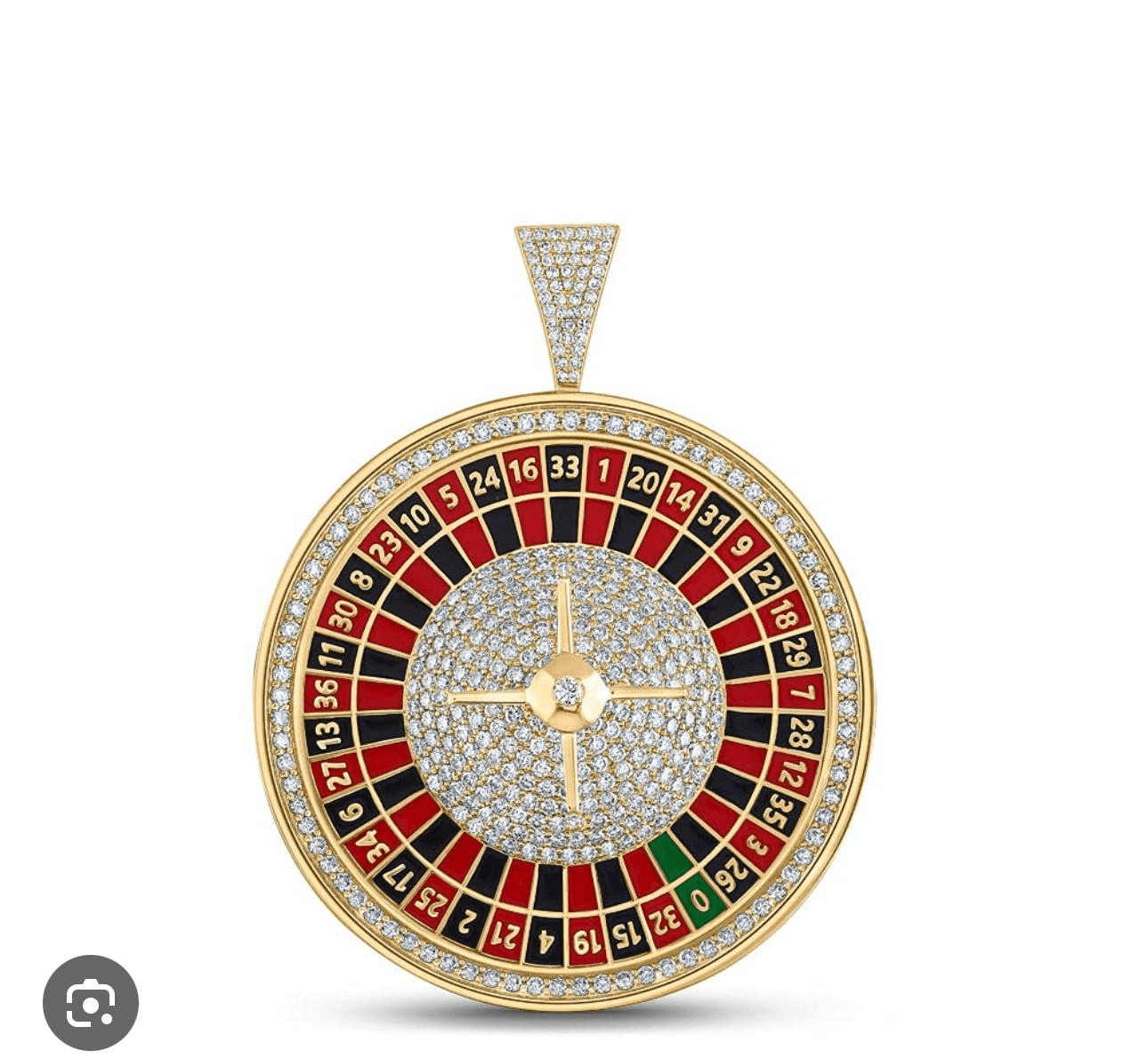 14 Ayar Altın Rulet Çarkı Kolye Ucu - 280 Taşlı Lüks Casino Pandantifi - Winner's Jewelry