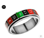 14 Ayar Rulet Çarkı Döner Yüzük - Kırmızı Siyah Emaye Unisex Şans Yüzüğü - Winner's Jewelry