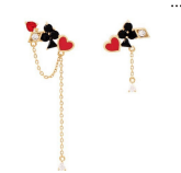 Asimetrik Oyun Kartı Figürlü 14 Ayar Altın Küpe Seti - Trend Küpe - Winner's Jewelry