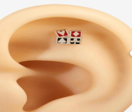 Ayar Altın Dörtlü Poker Sembolü Tragus/Helix Küpe (Tek) - Minimal Casino Piercing - Winner's Jewelry