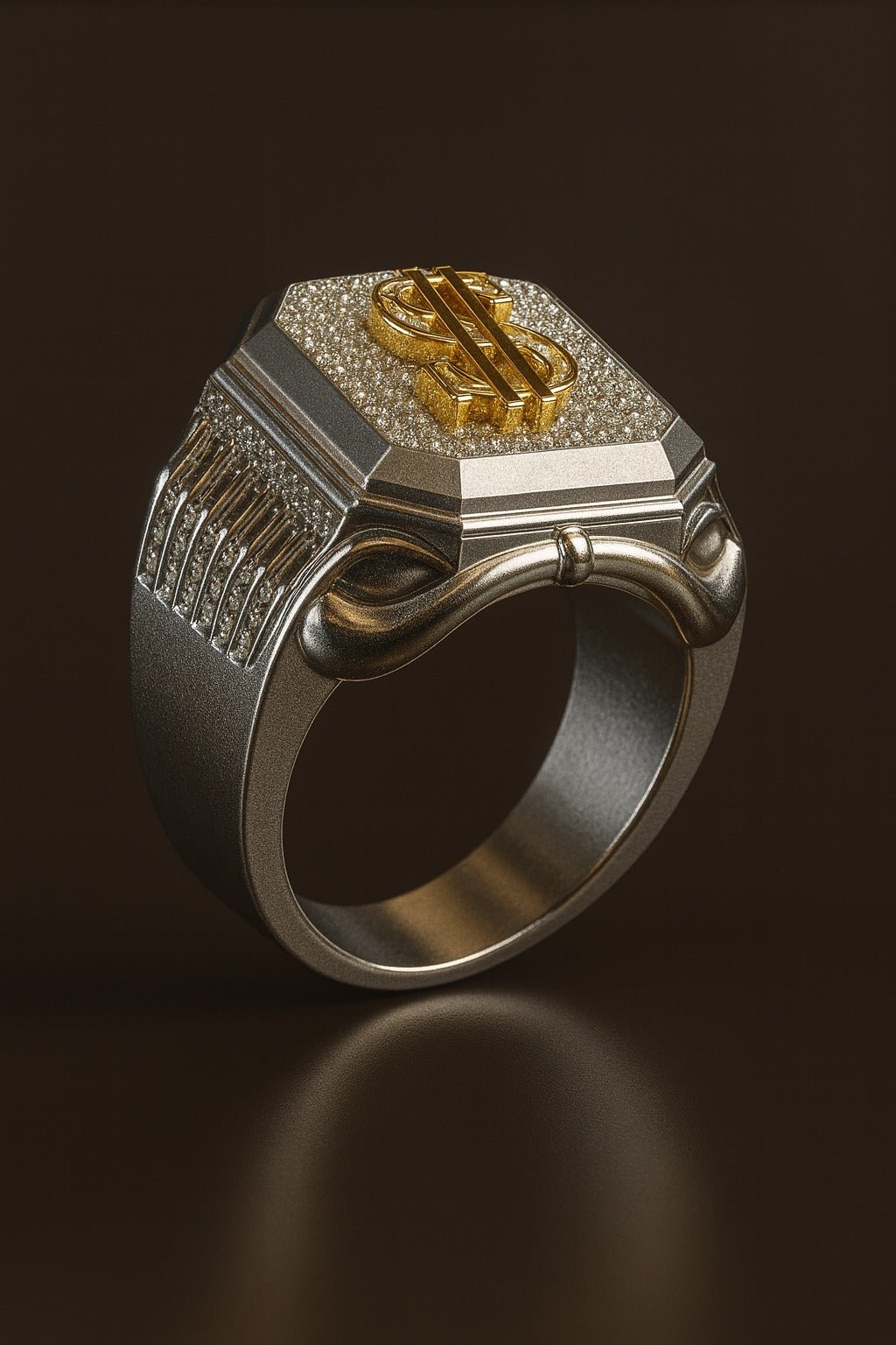 Dolar ($) Sembollü Beyaz Altın Yüzük - Winner's Jewelry