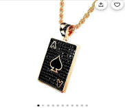 14K Rose Gold Ace of Spades Card Pendant - Luxury Pendant with 130 Stones