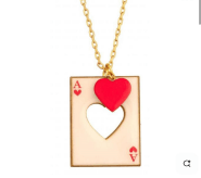 Kupa Ası Kartı Temalı 14 Ayar Altın Kolye - Romantik Şans - Winner's Jewelry