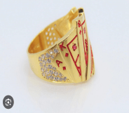 Kupa Ası Kartı Temalı Pave Taşlı 14 Ayar Erkek Yüzüğü - Winner's Jewelry
