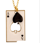 Maça Ası Kartı Temalı 14 Ayar Altın Kolye - Şans Sembolü - Winner's Jewelry