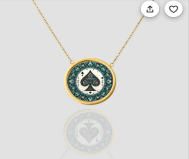 Maça Kolye Ucu 14 Ayar Mozaik Desenli Altın Kolye - Şans ve Zarafet - Winner's Jewelry