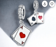 Poker Asları Charm 14 Ayar Beyaz Altın Sallantılı Küpe Seti - Winner's Jewelry