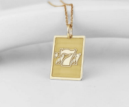 Şanslı Yedili (777) Kart Motifli 14 Ayar Altın Kolye - Minimalist Tasarım - Winner's Jewelry