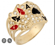 Tüm İskambil Asları Temalı Pave Taşlı 14 Ayar Yüzük - Winner's Jewelry
